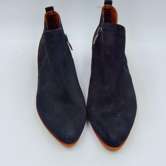 Franco Sarto Laslo Ankle Booties Women's SZ 7.5M Black Suede Leather Zipper - Picture 2 of 11